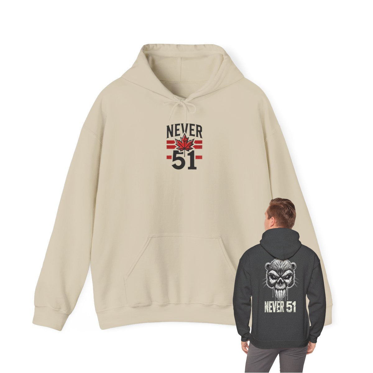 Beaver Skull/Never 51 Heavy Blend™ Hooded Sweatshirt